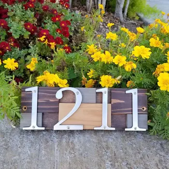 

House Number 101mm Flush Mount Brushed Nickel Metal Number Door Address Number Screw Mounted Outdoor Address Sign #0-9