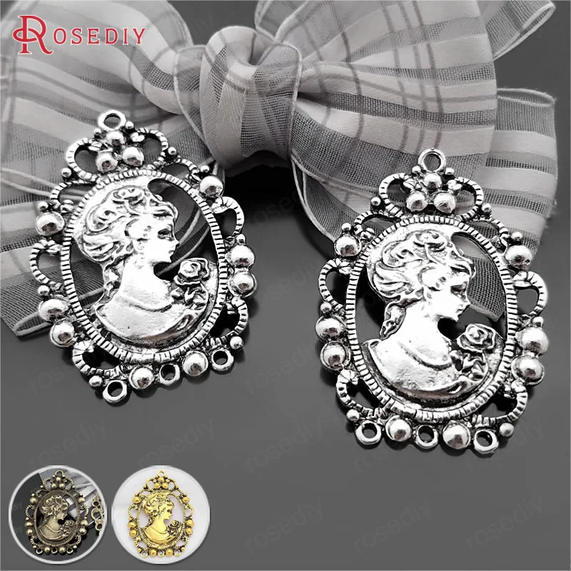 

(C389)10 pieces 45x32mm Antique Gold Color Zinc Alloy Beauty Head Earrings Connector Diy Jewelry Findings Accessories Wholesale