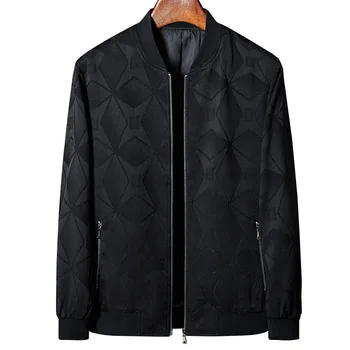

New Spring Jacket Men's Stand Collar Diamond-Shaped Check Casual Sun Protection Military Bomber Jacket Fat Oversized 6Xl 7Xl