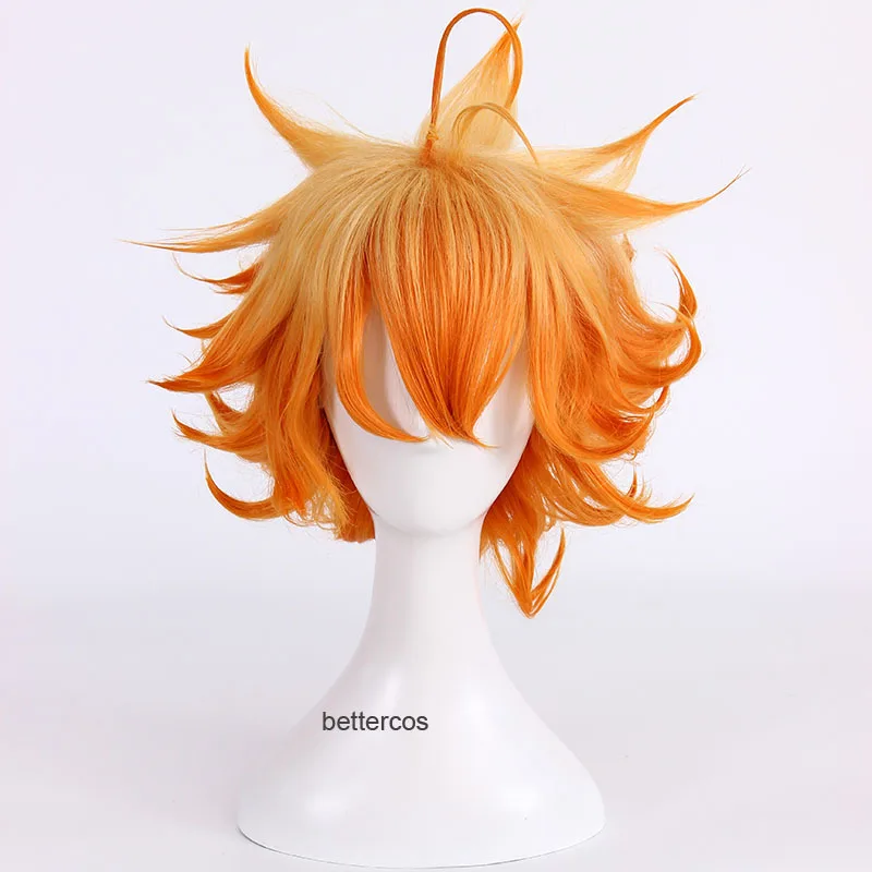

Yakusoku no Neverland The Promised Neverland Emma Cosplay Wig Short Orange Heat Resistant Synthetic Hair Wig + Wig Cap