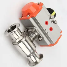 Tri Clamp шаровой клапан с пневматическим приводом SS304 Нержавеющая сталь санитарно-встроенный шаровой клапан подходит трубы диаметром 19/25/32/38 мм