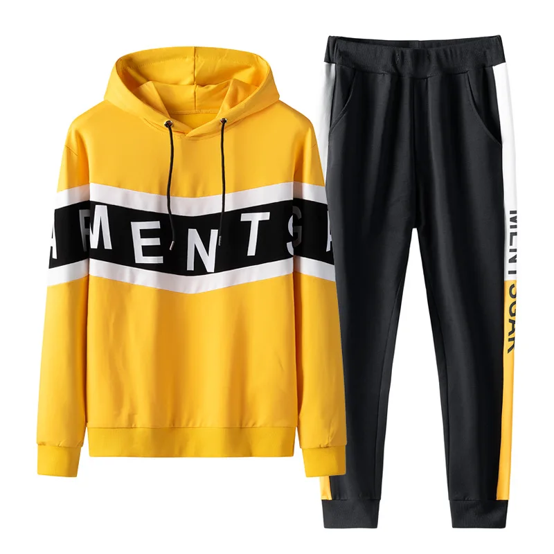 

2020 Spring And Autumn MEN'S Suits Trend Popular Brand Casual Handsome Printed Letter Versatile Youth Students Hoodie Suit