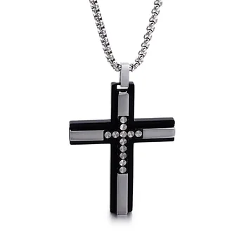 

European and American religious believers titanium steel cross men's necklace jewelry