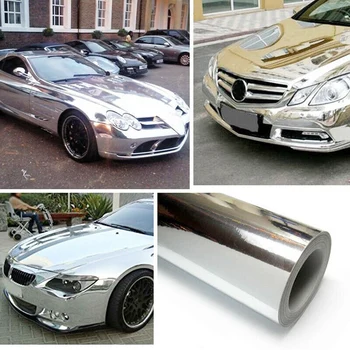 

1pc Car Sticker Accessories Auto Silver Chrome Vinyl Wrap Film Anti-UV Waterproof