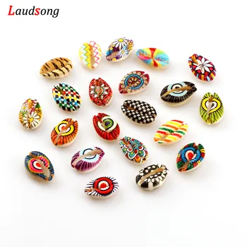 

20Pcs 11-22mm Natural Sea Shells Beads Leopard Painted Cowrie Loose Beads For Tribal Jewelry Making DIY Necklace Bracelet