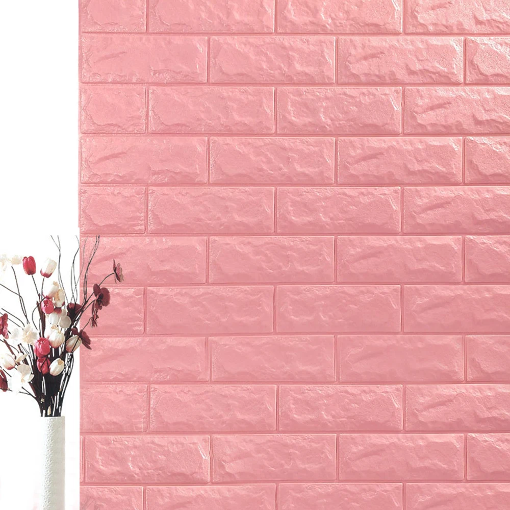Pink 1 шт. 3D наклейки на стену имитация кирпича украшения в спальню водонепроницаемые самоклеющиеся обои для гостиной у телевизора на кухне Декор фона - Цвет: Pink