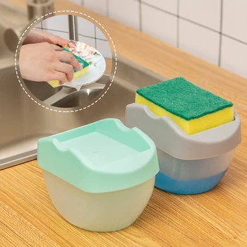 

Soap Pump Dispenser With Sponge Holder Clean Liquid Dispenser Container Manual Press Soap Organizer Kitchen Cleaning Tool