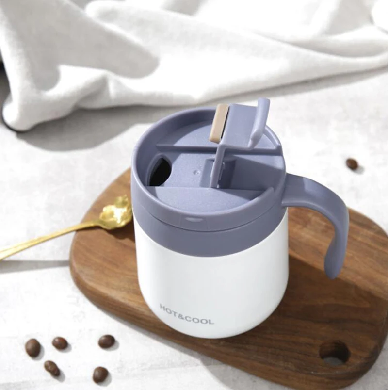Офисная кофейная изоляционная чашка из нержавеющей стали, двухслойная портативная уличная Бытовая кофейная кружка, термос, чашка с крышкой, ручка