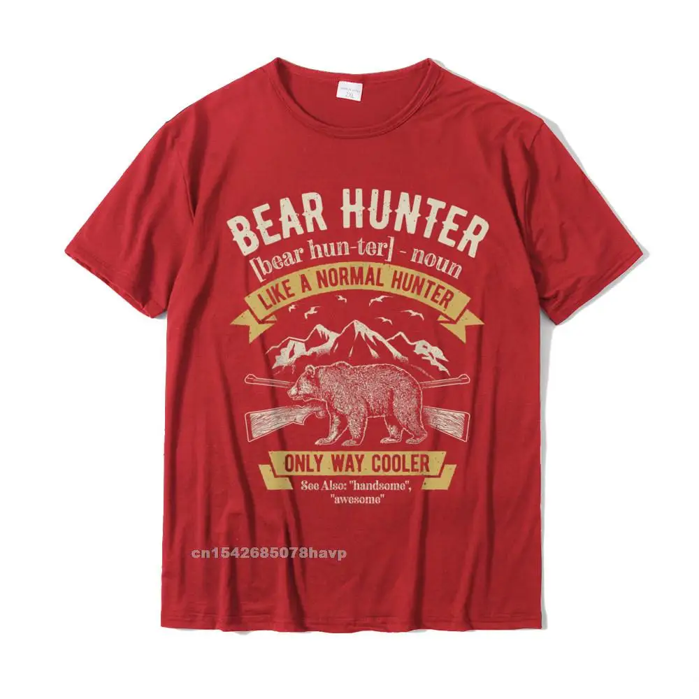 Cool Short Sleeve Tops & Tees Father Day Crewneck 100% Cotton Men's T Shirts Normal Cool Tops Shirts 2021 Popular Bear Hunter T shirt Vintage Hunting Funny Hunters Definition T-Shirt__2922. red