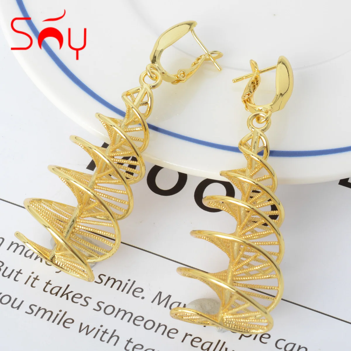 

Sunny Jewelry Drop Dangle Earrings Copper Spiral Shape Hollow Light Weight Fashion Bohemia Classic For Women Party Wedding Gift