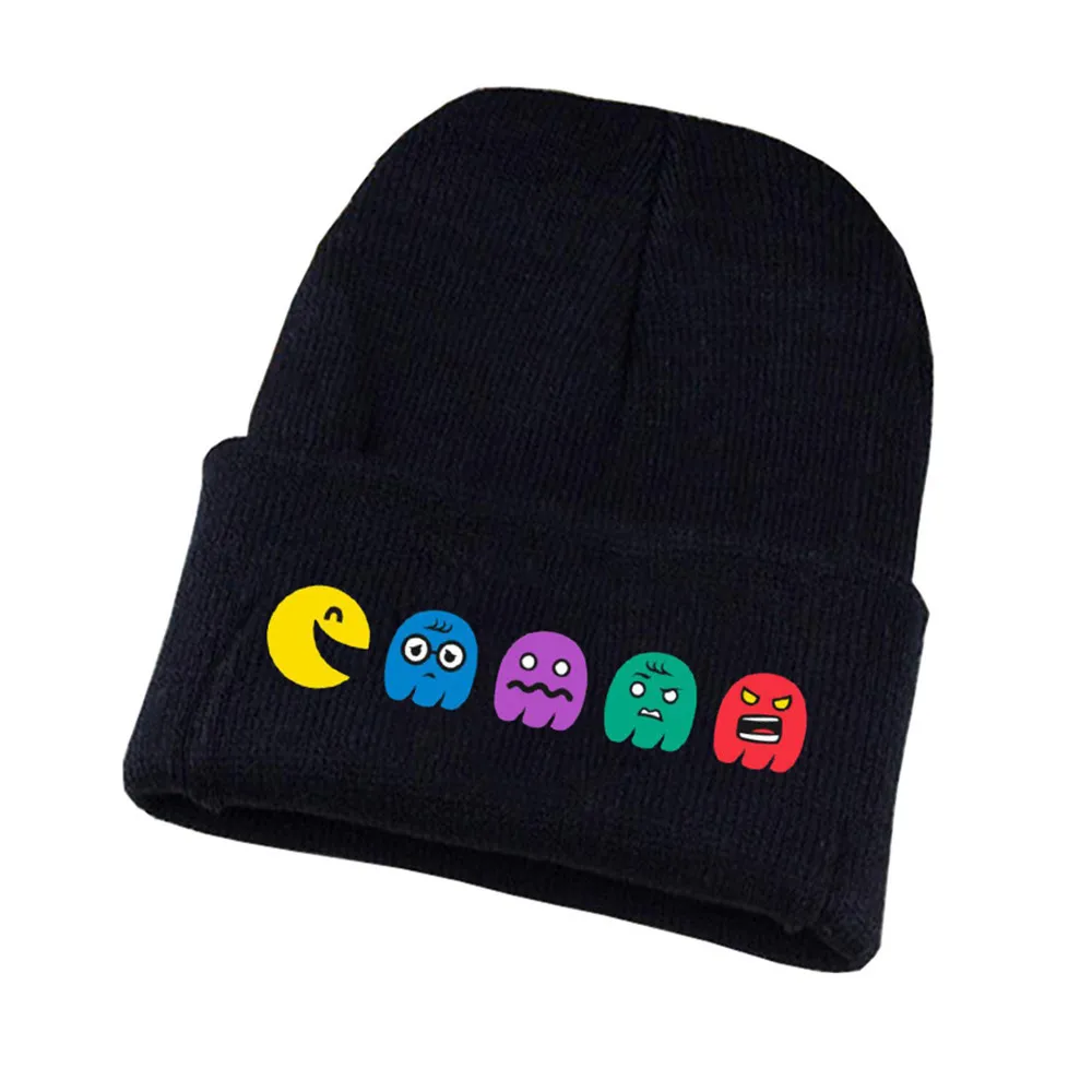 Аниме Pacman вязаная шапка для косплея унисекс принт Для Взрослых Повседневная хлопковая шапка для подростков зимняя вязаная шапочка - Цвет: 07