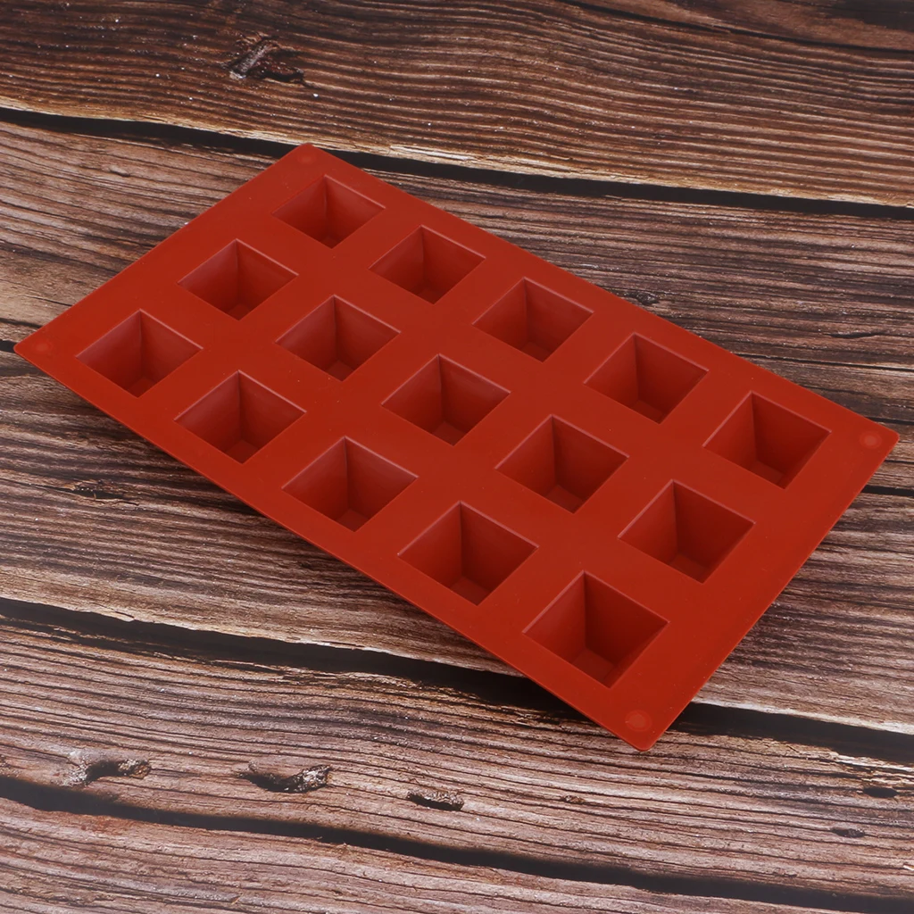 15-Cavity Pyramid Silicone Fondant Mold Chocolate Baking Cake Ice Cube Tray for Soap Candle Jewelry Candy Making Accessories