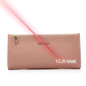 

Free Engraving Your Name PU Leather Women Wallet Female Pocket Long Purses Hasp PU Leather Lady Coin Purse Card Holder