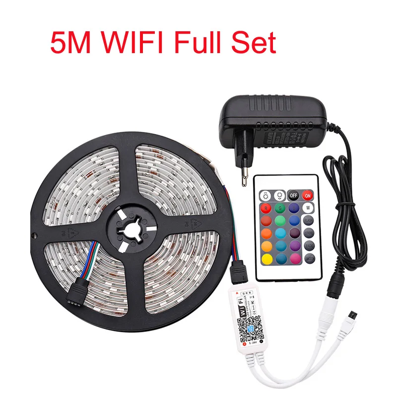

LED Strip Lights WiFi Wireless Smartphone Controlled Waterproof RGB Rope Lights Flexible 5050 Light Strip Work with Android iOS
