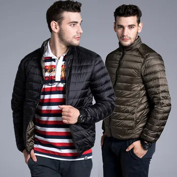 

Winter New Ultra-Light Thin Men's Short Slim Stand Collar down Jacket Double-Sided Men's Large Size Wholesale