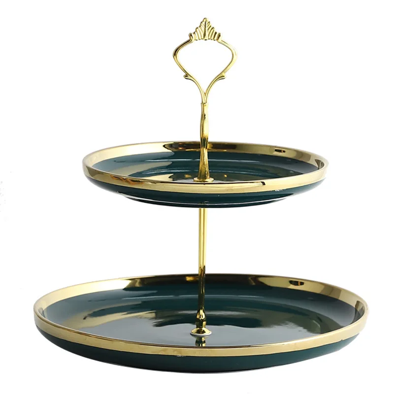 Двухуровневая подставка держатель для Золотого торта керамический поднос