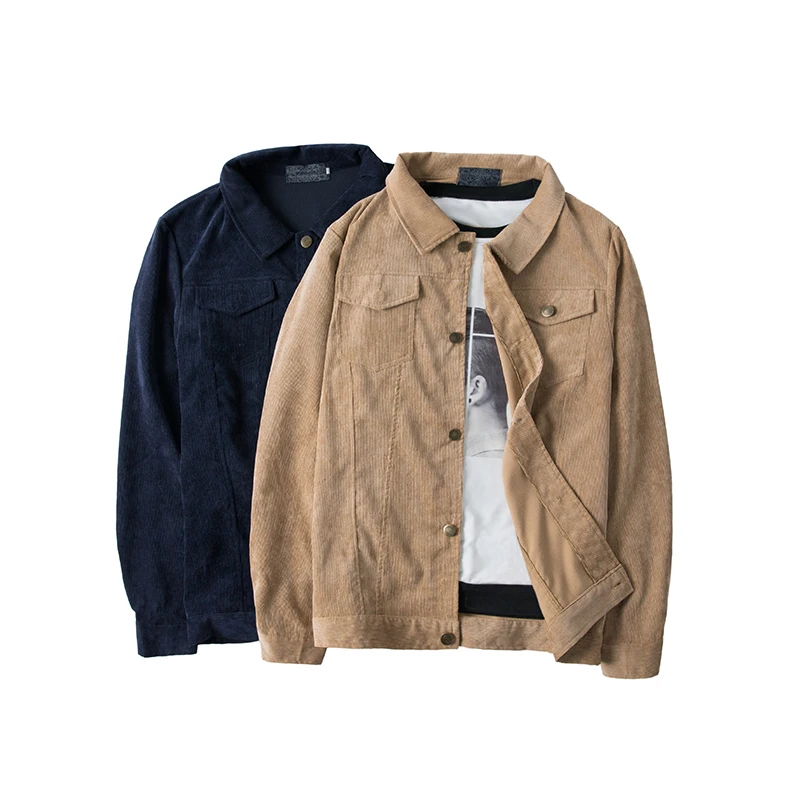 

Men jackets 2019 Fashion Autumn Winter Khaki Navy-blue single breasted Pocket Outerwear coats casual Turn-down Collar blazers