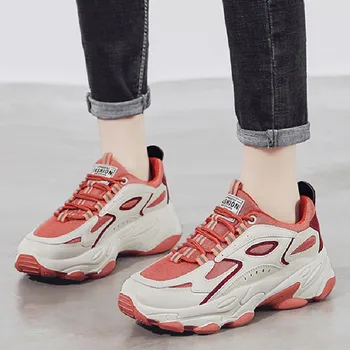 

Women Sneakers Flat Lace Up Breathable Sport Basket Casual Shoes Women Summer Autumn Black Thick Bottom Light Platform Dad Shoes