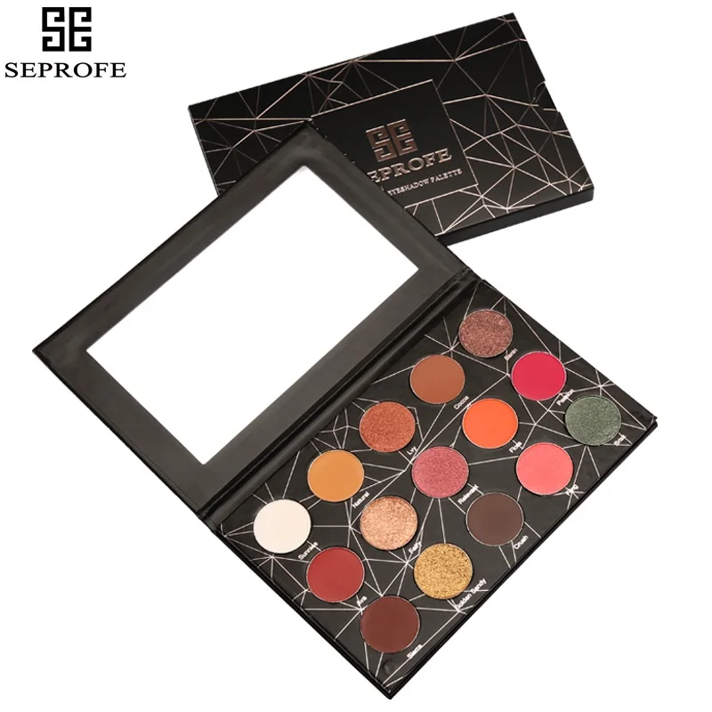 

SEPROFE Eyeshadow Black Marble diamond pattern 15 Colors PALLETE Make up Matte Shimmer Pigmented Eye Shadow Powder long lasting