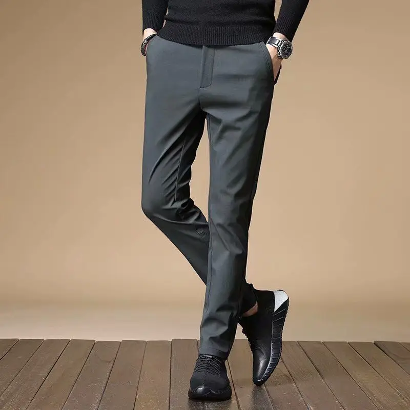 

Mens Loose Business Casual Pants Plus Size Straight Pants Male Cotton High Quality cotton leisure trousers