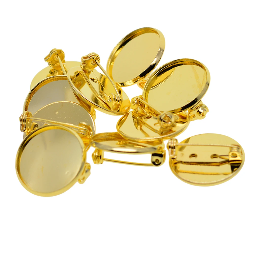 20mm Basic Brooch Base Craft Making Pin Back Parts Badge Button Breastpin Supplies 10 Pieces