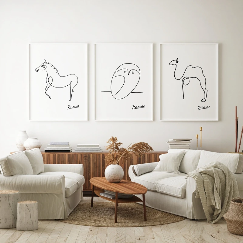 Pablo Picasso Print Animals Abstract One Line Drawings Painting Pictures Sketches Minimalist Wall Art Canvas Prints_voghion.com