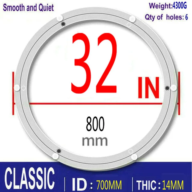 HQ 4-40INCH CLASSIC Thicken Aluminium Alloy Swivel Plate Lazy Susan Turntable Dining Table Swivel Plate for Kitchen Furniture 32INCH 80CM OD