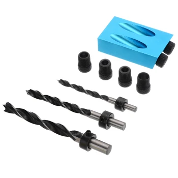 

New Pocket Hole Screw Jig Kit+Dowel Puncher Positioning Drills Carpenter 6/8/10mm 15Degree Angle Woodworking Hole Joint Jig Tool