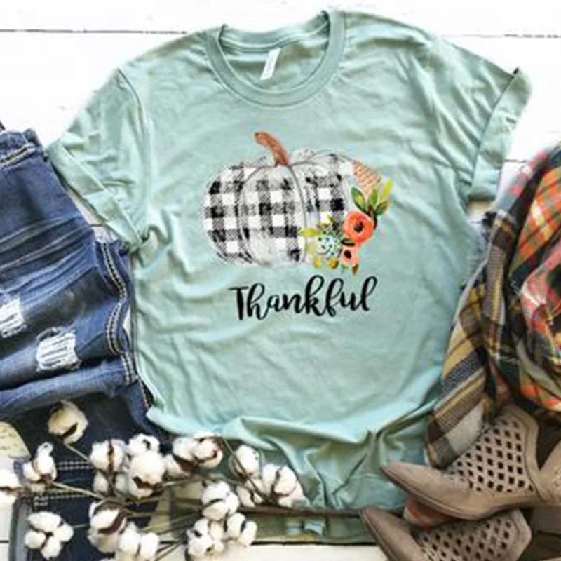

Thankful Tshirt Gothic Tops Shirt Vintage Mama Top Women Fashion Mom Tee Plus Size T-shirts Fall Clothing Halloween Shirts