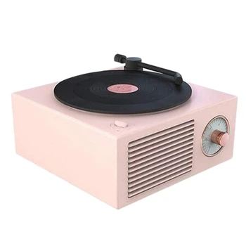 

3 in 1 Gramophone Record Players,Portable Wireless o Retro Bluetooth Speaker Subwoofer Mini Speaker Soundbar(Pink)