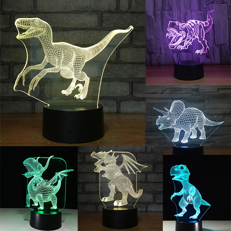 

Dinosaur Series 7 Colors 3D LED Night Light Lamp No Remote Control Table Lamps Toys Gift For Kid Home Decoration 3D Night Light