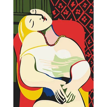 

DIY Oil Painting By Numbers Abstract Figure Back View Landscape Flower Bedroom Hand-painted Coloring Wall Decorative Painting