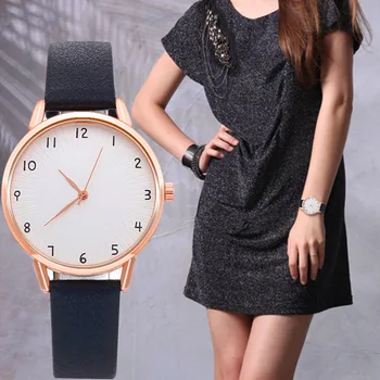 

WJ-8572 Classic Simple Women Watch Minimalist Number Watches For Female Leather Strap Quartz Wristwatch Gold Dial Dress relogio