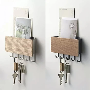 

1Pcs Home Decorative Wall-hung Type Sundries Storage Box Japanese Style Key Rack Multi-function Hanger Organizer Wood Wall Shelf