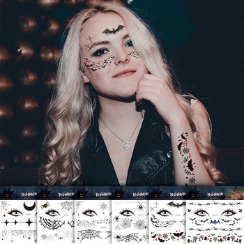 

Face Sticker 10 Pcs Halloween Environmental Waterproof Funny Atmosphere Scary Scars Halloween Blood Mark Tattoo Sticker TSLM2