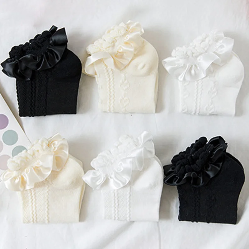 Women Lace Mesh Black White Cotton Socks Lolita Style Japanese Maiden Lovely Short Socks Harajuku Frilly Ruffle Princess Socks