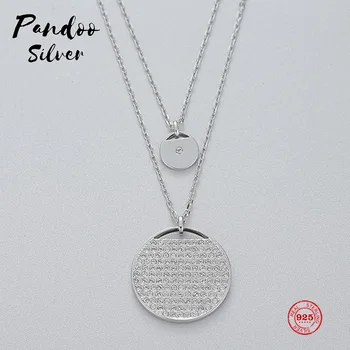 

PANDOO Fashion Charm 925 Sterling Silver Original 1:1 Copy, White Layer Round Fashion Necklace Female Luxury Jewelry Gifts