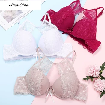 

Women Lace Bra Sexy Bras For Women B C Cup Underwear Hanging Neck Unlined Brassiere Hollow Floral Female Lingerie New Arrival