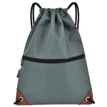 Gym Sack Drawstring Backpack Water-resistant Drawstring Bucket Bag with Zipper Pockets Light Sack Gym Sack Backpack Fitness drawstring bow double zipper backpack