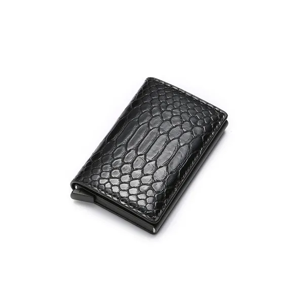 BISI GORO смарт-кошелек RFID из искусственной кожи высокого качества, чемодан, карточный кошелек, алюминиевая коробка, тонкий мини-чехол для визиток - Цвет: ZF001 Black