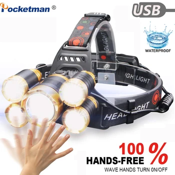

Super Bright LED Headlight headlamp Body Motion Sensor Head Work Light With USB for Outdoors, Household