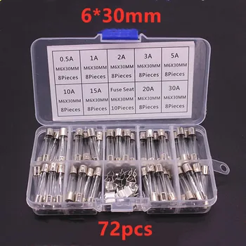 

72PCS FUSE 6*30mm 6X30mm 6MM * 30MM Glass insurance tube safety 6x30MM