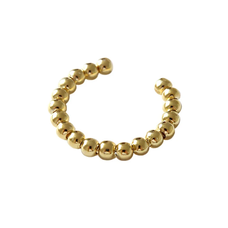 

925 Sterling Silver Simple Trendy Geometric Beads Lady Ring Personality Opening Adjustable Transfer Beads Ring Accessories