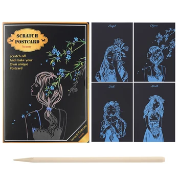 

Postcard Scraping Painting Learning Drawing DIY Flower Girl Educational Toys for Household Child Educational Playing