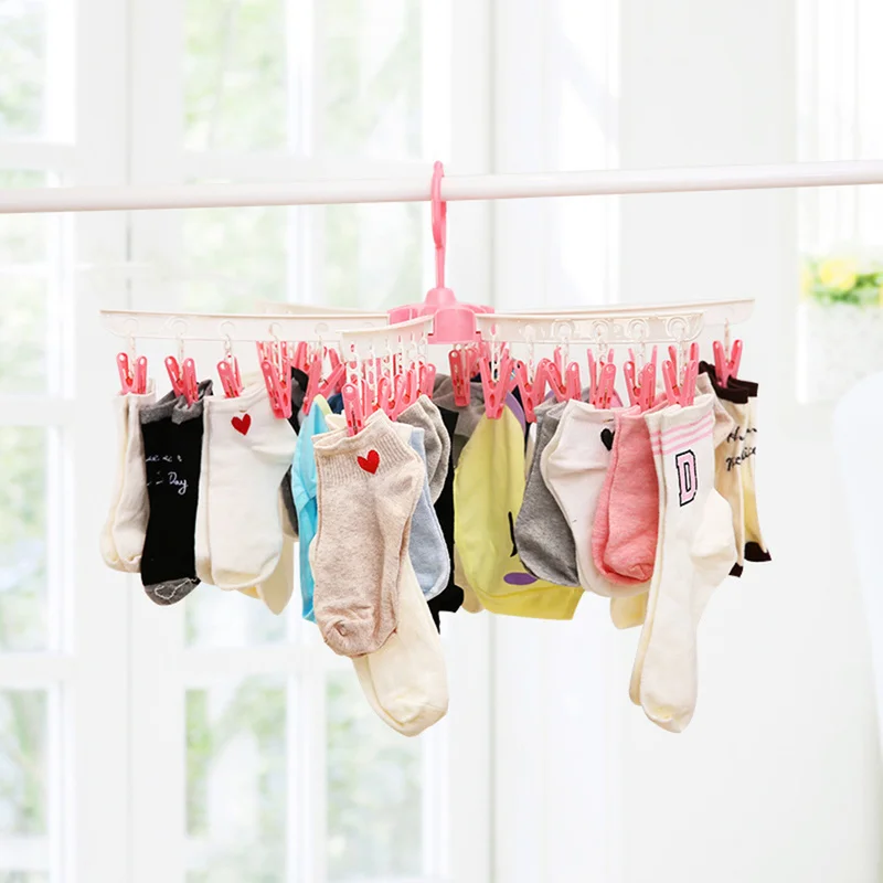 

36Clip Folding Drying Rack Socks Clip Laundry Clothes Hanger Windproof Fix Storage Underwear Peg Adjustable Clothespin Organizer