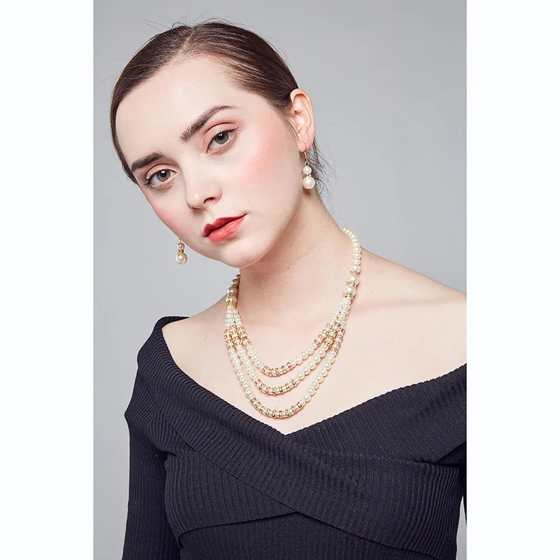 Modern And Trendy/women Necklace 8 Mm Glass Pearl Chain Accessories Necklace Explosive Materials