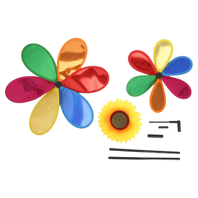 HBB Sequins Double Layer Sunflower Windmill Wind Spinner Home Garden Yard Decoration 3