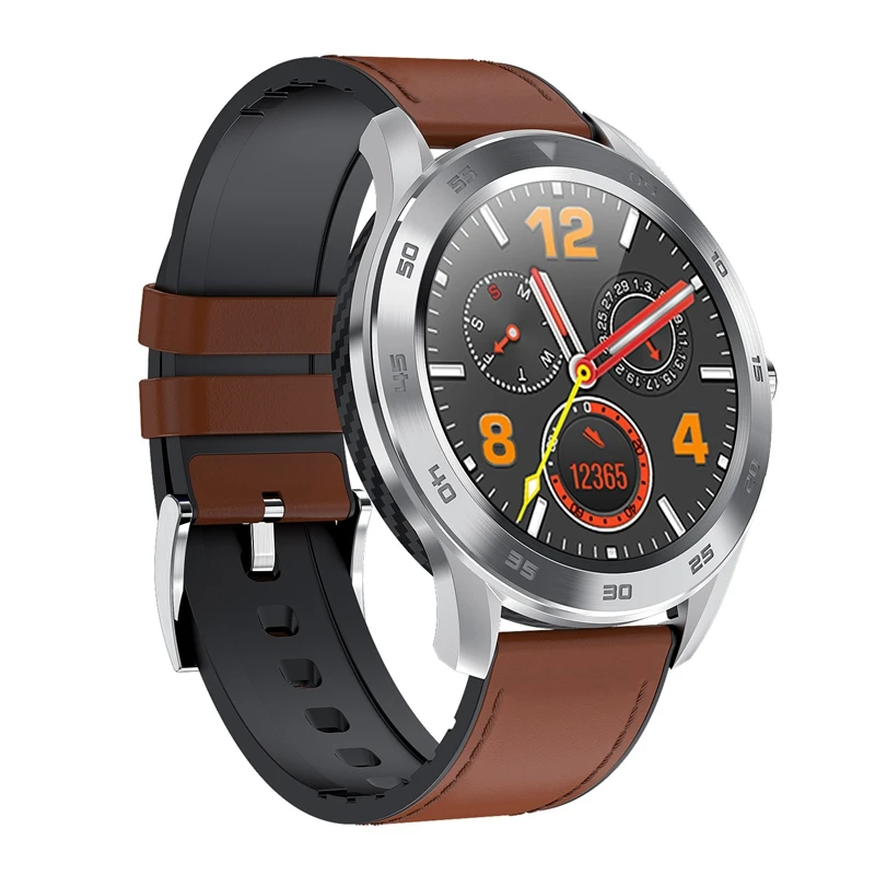 Brown DT98 Bluetooth Вызов Смарт часы полный экран нажмите IP68 Водонепроницаемый PPG пульсометр артериального давления для Xiaomi huawei - Цвет: Brown