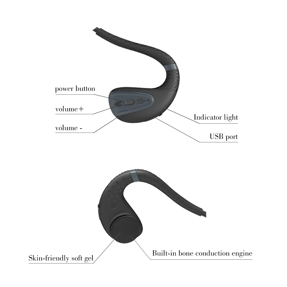 IPX8 водонепроницаемый Bluetooth Гарнитура костной проводимости Беспроводные спортивные наушники Встроенный 8 Гб памяти музыкальный плеер