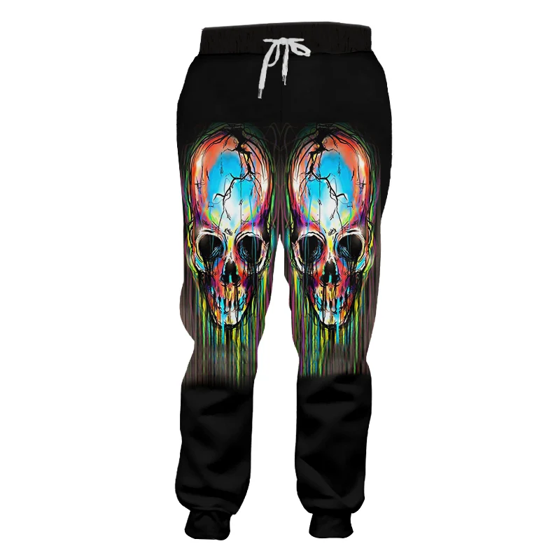 Colorful Skull UJWI дропшиппинг Брюки тренировочные мужчины крутой принт Красочные Череп 3d спортивные брюки мужские длинные брюки хип хоп Уличная Joggeer шаровары Homme - Цвет: Colorful Skull